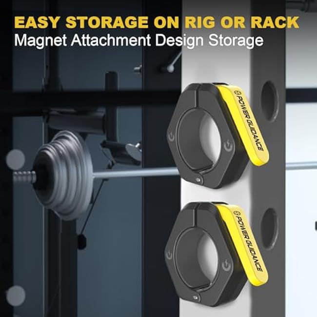 POWER GUIDANCE Magnetic Barbell Collars Barbell Clips,2 inch Olympic Barbell Clamps,Weight Clamps Quick Release Barbell Collar for Workout Weightlifting,Olympic Lifts and Strength Training