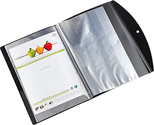 Image of Worldone FC (Foolscap Size) | Multi-Utility Document Folder | 40 Top-Loading Sleeves | Snap Button Closure | Durable 0.75 mm Virgin PP Sheet | Ideal for Office, School & College | Black (Pack of 2)