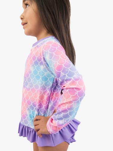 Image of RuffleButts Baby /Toddler Girls Long Sleeve Rash Guard UPF50+ Sun Protected Bikini Swimsuit