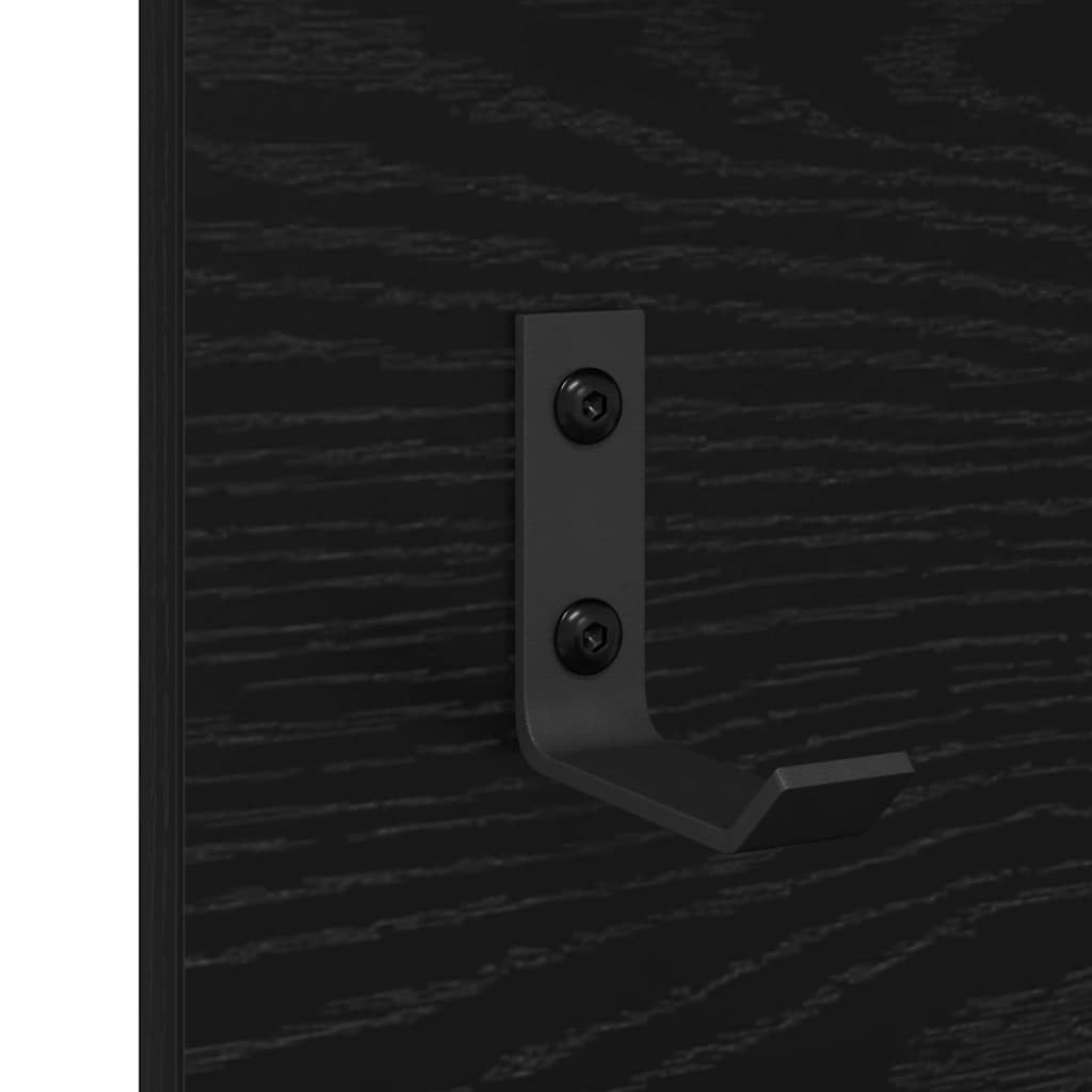Estantería de pared de roble negro 90 x 10 x 50 cm, con espejo y 2 estantes, diseño moderno, resistente y estable para pasillo, dormitorio, sala de estar y oficina