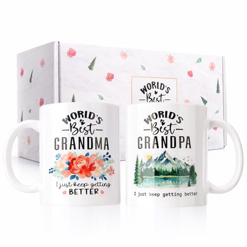 Ovveroche Promoted to Worlds Best Great Grandma Grandpa Mug with Gift Box