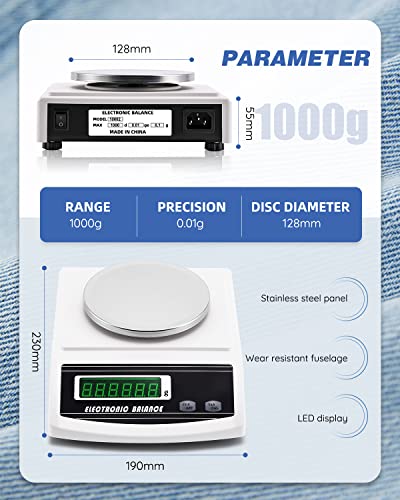 NEWTRY 1000g/0.1g GSM Electronic Precision Scale Digital Analytical Scale with Adjustable Disc Sampler Fabric Cutter 0-2mm 0-2mm Fabric Cutter for Textile, Fabric, Paper