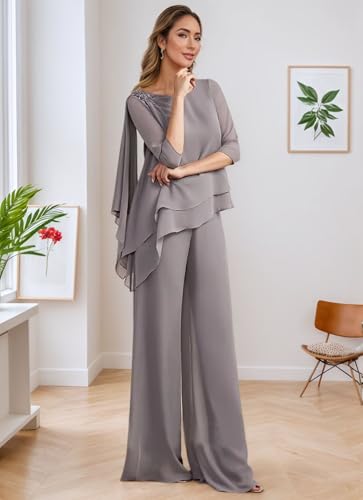 3 Pcs Chiffon Pant Suits for Women Dressy Wedding Mother of The Bride Pant Suits for Wedding3