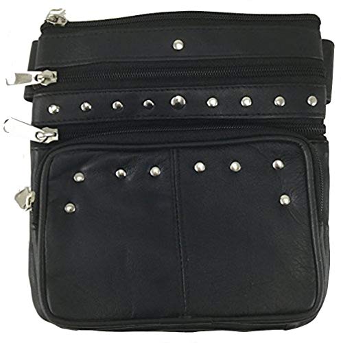 Texcyngoods Studded Purse Convertible Cross Body Biker Waist Bag Lambskin Black Texcyngoods Studded Purse Convertible Cross Body Biker Waist Bag Lambskin Black