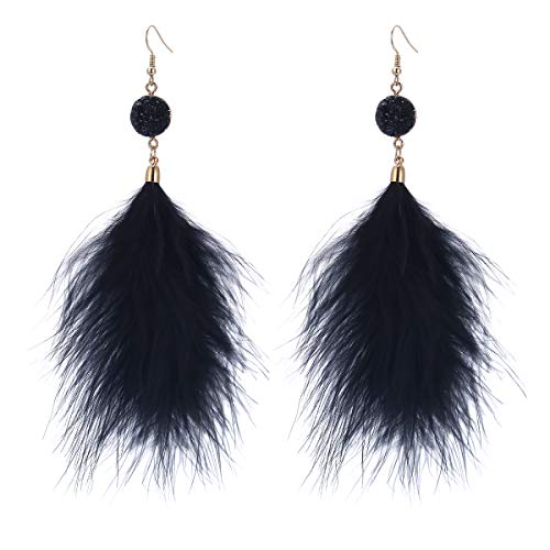 Feather Earrings for Women Long Dangle Bohemian Feather Tassel Earrings