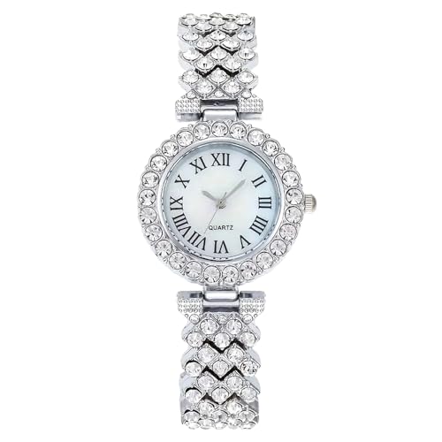 ALINKER Women's Watch, Casual Slim Strap Rhinestone Roma Dial Quartz Watches Stainless Steel Wrist Watch for Women