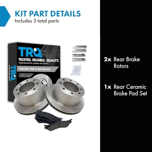 Image of TRQ Rear Brake Pad and Rotor Set Ceramic | For 2001-2002 Dodge Ram 2500 2001-2002 Ram 3500