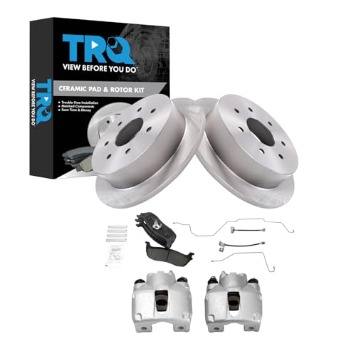 Image of TRQ Rear Brake Pad and Rotor Set Ceramic Calipers Compatible with 2000-2003 Ford F-150 2004 F-150 Heritage