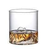 6 oz Hand-Blown Crystal Whiskey Glass – 180ml Mountain Ridge Tumbler with 3D Carved Base – Artisan Glass for Bourbon, Scotch & Neat Pours | Compact Tasting Size
