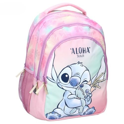 mybagstory | Sac à Dos Stitch Disney Rose Galaxie | Cartable Scolaire Enfant Fille dès 5 ans | Grande Capacité Idéal École Primaire et Loisirs | Design...