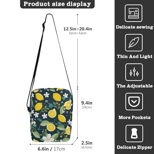 Crossbody Bag Lemon Flower Summer Messenger Bag for Women Men Purse Shoulder Bag Satchel Bag with Adjustable Strap 214A94193