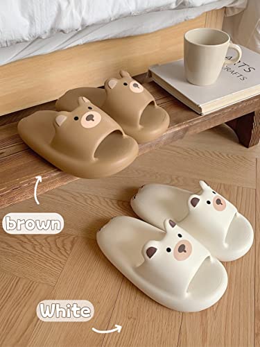 CEINOM Cute Cartoon Bear Slippers for Women teen girls Pillow Cloud Slippers Bathroom Gym Soft Sole Open Toe House Slides2