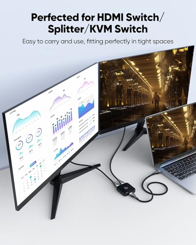 Image of 10K 8K Short HDMI Cable 6 inch, 48Gbps Ultra High Speed Small HDMI Cable 0.5FT HDMI Cord 2.1 with 8K@60Hz 4K@120Hz, eARC, HDR10+, DTS:X, 3D for HDMI Switch /Laptop /Apple TV /Fire TV /Monitor /PS5