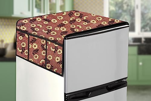 Image of Stylista Refridgerator top Cover Suitable for Samsung RR23C2E35NK /HL, 215 Liter Fridge, Dimension (WXD) 71x109 CM, Sprig Pattern Brick