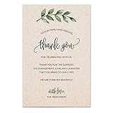 321Done Thank You Placecards for Wedding (Set of 50) Greenery Leaves Large 4x6 Table Place Setting Cards - Made in USA - Modern Rustic Kraft Tan