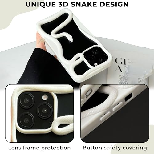 Image of Kraptick Slim iPhone 16 Pro Case - Thermoplastic Mobile Cover with Hollow Snake Design Phone Case Lightweight, Durable & Stylish Fit for iPhone 16 Pro -(Cream White)