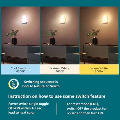 Image of Philips 12W 3 Colours in 1 Decorative Wall Light | Dawn Silver Scene Switch Wall Light for Decoration | Colour : Tunable White, Pack of 1