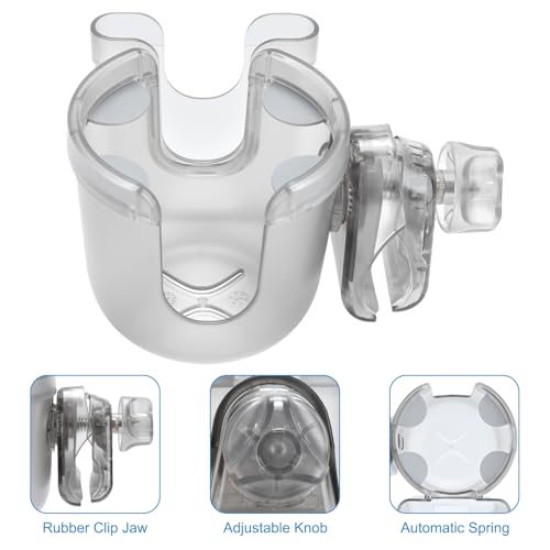 Image of Accmor 2-in-1 Wheelchair Cup Holder, Walker Cup Holder with Phone Holder, Universal Drinks Holder for Stroller, Rollator, Scooter, Walker, Wheelchair Accessory