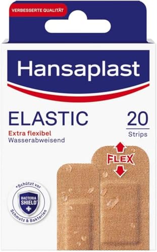 Hansaplast Elastic Plasters (20 Strips), Wound Plasters for Joints and Many Moving Body Points, Flexible Bandage Material with Extra Strong Adhesive Strength