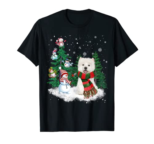 Westie Christmas Snowman Christmas Tree Pijama Camiseta