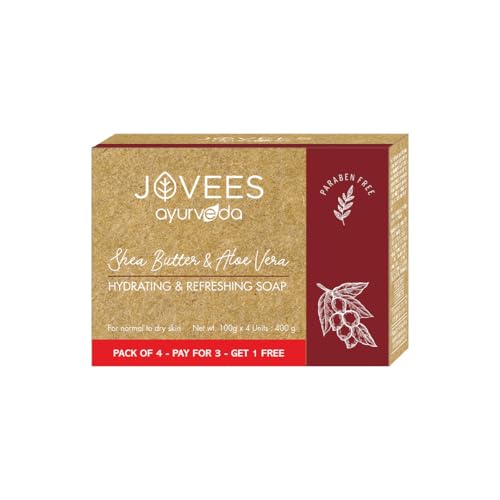 Image of Jovees Herbal Soft & hydrated Skin Soap 400g - Shea Butter & Aloe Vera for Deep Moisturized, Nourished, and Refreshed Skin | for Men & Women (Set of 4)