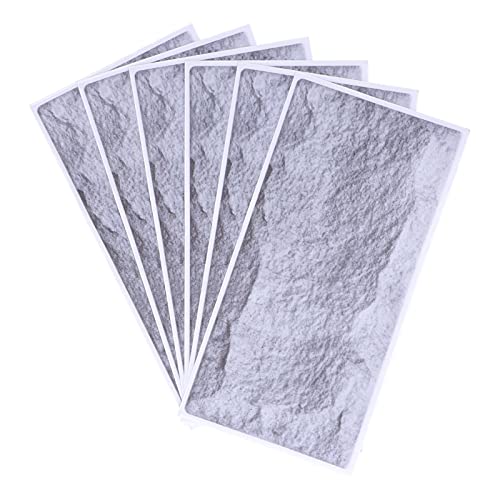 Pegatina de pared mate con patrón de piedra Retro, papel tapiz autoadhesivo 3D antideslizante, estilo europeo, gris claro, para sala de estar, 6 uds.