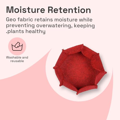 Image of Geo Fabric Grow Bags for Plants 10X3 Inch (Pack of 4) | 400 GSM Heavy Duty UV-Protected Round Maroon Colour Plant Bags for Terrace and Vegetable Gardening | Strong & Reusable|
