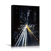 Canvas Wall Art Street Lights Cityscape Colorful Modern Multicolor Neon Photography Places - 12x18 inches