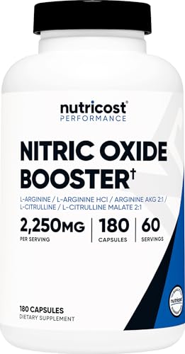 Nutricost Nitric Oxide Booster 2250mg, 180 Capsules – 750mg Per Casule, 60 Servings – Gluten Free and Non-GMO