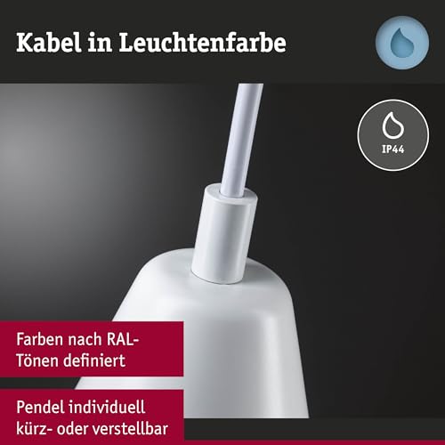 Paulmann 76991 LED Pendant luminaire Luia IP44 GU10 max. 10W Satin, White Bathroom Lighting - luminaire lamp not Included - Image 3