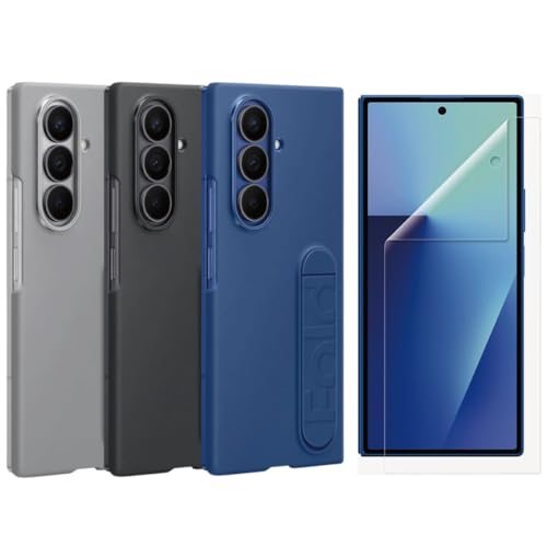 Galaxy Z Fold7 ケース 純正 【純正フィルム2枚入】シリコンケーススタンド付き EF-MF966 海外純正品 オリジナルクリーナー セット (ブルー)