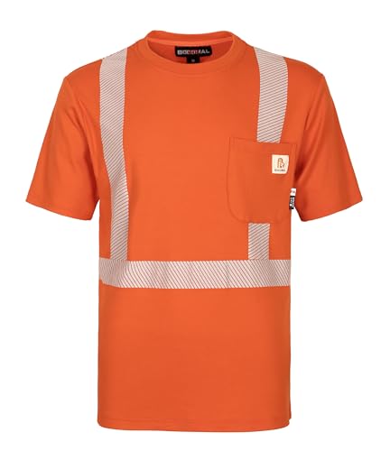 BOCOMAL FR Tee Shirts High Visibility/Hi Vis Flame Resistant/Fire Retardant Shirt 7oz Reflective Men's Safety Shirts