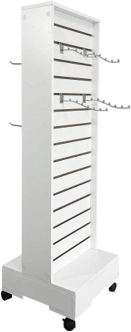 Simple and Elegant Wooden Display Cabinet, Double-Sided Wall Panel Display Cabinet, 4 Wheels, Removable Base, Suitable for Retail Store Merchandise Display, White