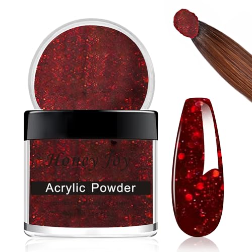 28g/box Color Acrylic Powder Professional Red Glitter Acrylic Nail French Manicure Powder for Nail Extension Acrylic Nail System,HJ-NAP017-No.36