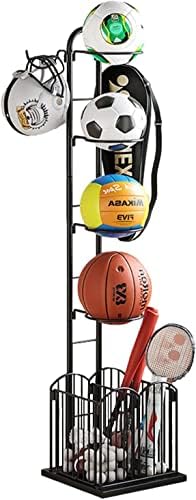 Jaffzora Basketball Rack,Stable Sports Equipment Storage Organizer, Garage Ball Holder for Volleyball Football Badminton,Black