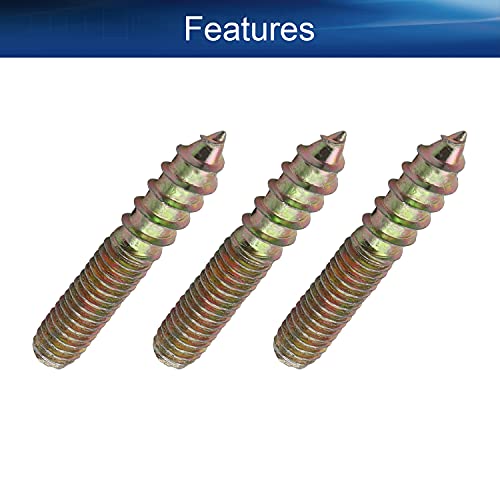 Image of 20Pcs Carbon Steel Double Headed Hanger Bolts 1.38 inch Length Self-Tapping Screw for Furniture Installation M6x35 Bronze