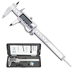 Digital Caliper, 0-150mm / 0-6″ Metric Inch Conversion Depth Gauge Measuring Tools, Stainless Steel Vernier Caliper with Extra-Large LCD Display Screen (silver)…