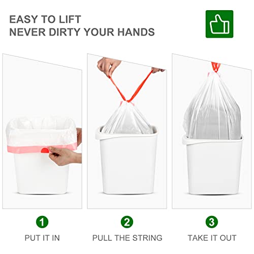 Image of Drawstring Small Trash Bags, Magesh 4 Gallon Drawstring Extra Thick Garbage Bags Unscented, Quick Cinch for Bathroom Kitchen Office Small Can, 44 Count, White