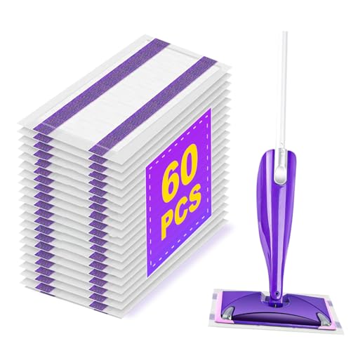 60 Pack Disposable Wetjet Pads Refills for Swiffer Wet Jet Mops, 4 Layers Thickened | Super Heavy-Duty Absorbent | Stickiness, Absorbent for Household Cleaning & Suit All Multi-Surface