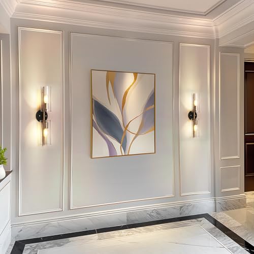 KSANA Black Gold Sconce, Modern 2-Light Bathroom Vanity Light, Seeded Glass Wall Light Fixtures for Living Room, Bedroom and Kitchen by KSANA - Used condition - Image 9