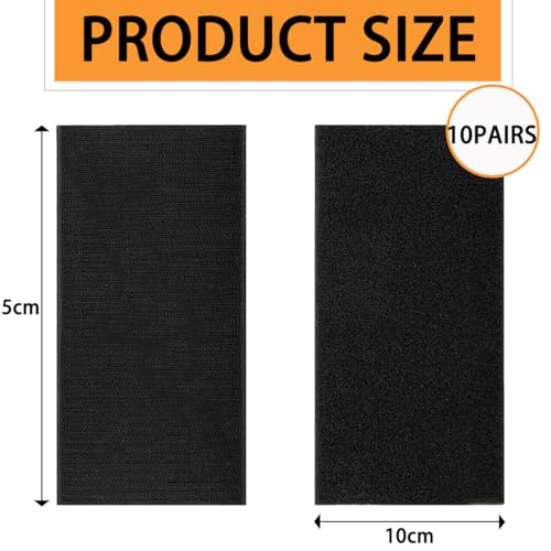 Miniatura 2 de 10 Pares Hooky Loop Auto Adhesivo Cinta Rollo Hook Y Loop Tape Gancho Y Cinta De Lazo 5 10cm De Ancho, Negro,