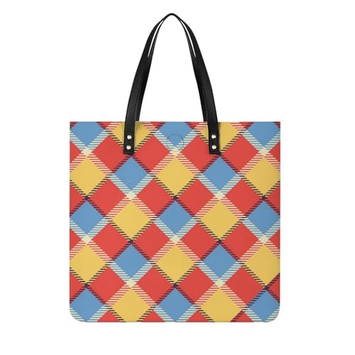 Plaid rouge femmes sac à main shopper cabas de voyage grand format 39x39 cm