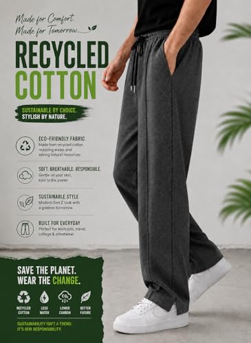 Image of ENDEAVOUR WEAR Men's Baggy Oversized Track Pants | Premium Cotton Rich Fabric | Straight Loose Fit Non-Cuffed | Gym, Streetwear & Casual Comfort Track Pants Lounge Pants