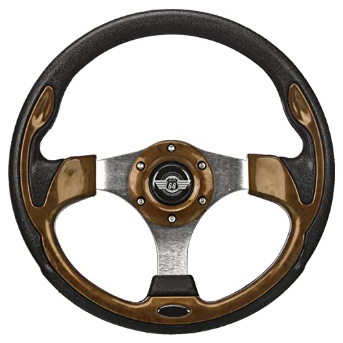 RM Cart Wood Grain Golf Cart Steering Wheel with Chrome Adapter for Club Car DS