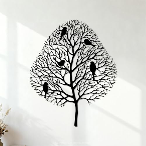 Adesivi con scritte Idea per uccelli con rami di alberi spogli 51x62.5cm Cultura del tatuaggio Nero