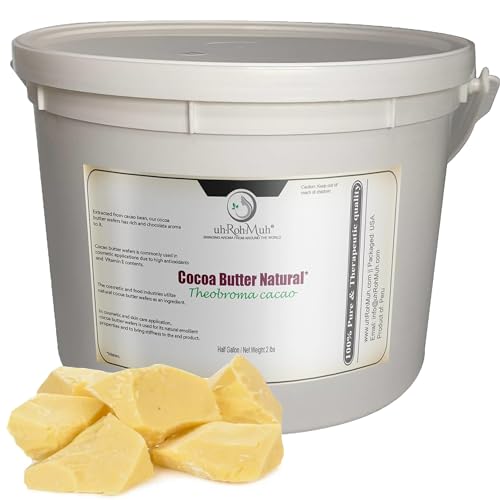 Premium Cocoa Butter Wafers from Peru - 100% Pure & Natural - Rich Aroma & Nourishing - Ideal for Handcrafted Bath and Beauty Products Net Wt: 0.9kg/2lb