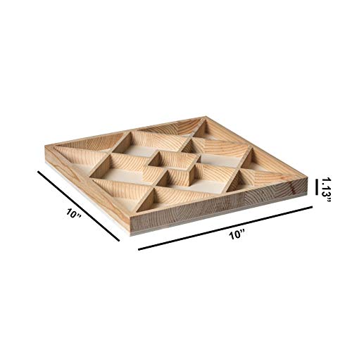 Hammont Square Sectional Wooden Trays - 2 Pack - 10”X10”X1.13” - Eco Friendly Decorative Wooden Tray For Dry Fruits & Candies | Organic Wooden Tray For Gift & Home Décor #TOP1