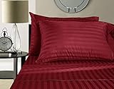 Addy Home Fashions Egyptian Cotton 500 Thread Count Damask Stripe Sheet Set, King - Burgundy