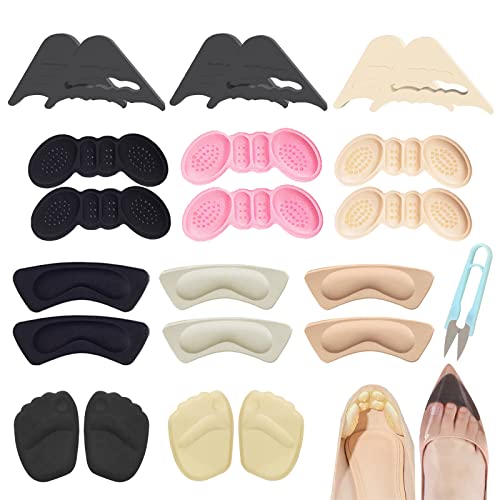 11 Paar Fersenpolster Fersenschutz für zu Große Rutschfest Vorfußpolster...