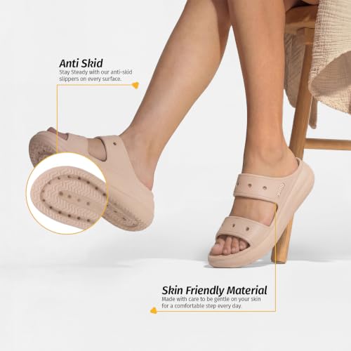 Image of YOHO Double Strap Clog Sandals for Women | Waterproof Monsoon Footwear & Rainy Shoes | Cushioned Lightweight Chappal